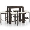 vidaXL Set mobilier bar de grădină cu perne, 7 piese, maro, poliratan