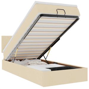 vidaXL Cadru de pat otoman cu saltea crem 90x190cm stofa