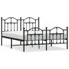 vidaXL Cadru pat metalic cu tăblie de cap/picioare, negru, 135x190 cm