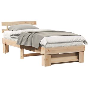 vidaXL Cadru de pat cu headboard Maro 90 x 200 cm Lemn de pin masiv