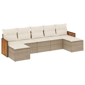 vidaXL Set canapele de grădină, 7 piese, cu perne, bej, poliratan