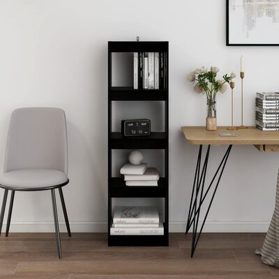 vidaXL Bibliotecă/Separator cameră, negru, 40x30x135,5 cm, lemn de pin