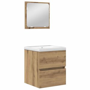 vidaXL Set de mobilier pentru baie 2 pcs Stejar Artisan și Alb