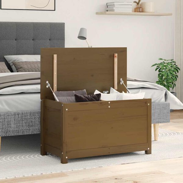 vidaXL Cutie de depozitare, maro miere, 80x40x45,5 cm, lemn masiv pin