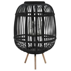 vidaXL Suport lum&acirc;nări tip felinar vertical, negru, bambus