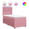 vidaXL Pat box spring cu saltea, roz, 100x200 cm, catifea