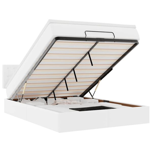 vidaXL Pat otoman cu saltele și LEDs, 140x200cm, piele ecologică