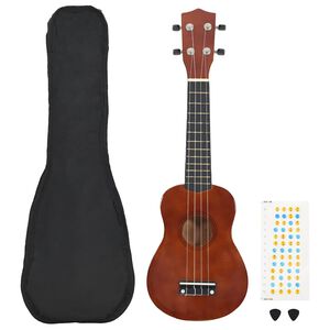 vidaXL Set ukulele soprano, cu husă, pentru copii, natural, 21