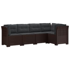 vidaXL Sofa de grădină cu 5 locuri cu perne aspect rattan PP Maro