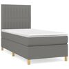 vidaXL Pat box spring cu saltea, gri &icirc;nchis, 90x200 cm, textil