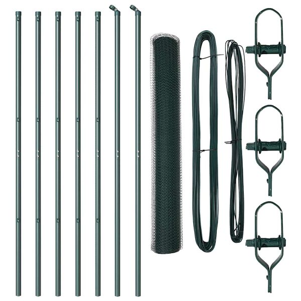 vidaXL &Icirc;ngrădire cu st&acirc;lpi Verde 1.4 x 10 m otel acoperit cu PVC