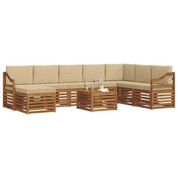 vidaXL Set canapea sectională cu pernă 9 pcs Natural și Bej