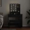 vidaXL Set masă de machiaj cu LED 2 pcs Stejar Negru Lemn compozit