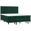 vidaXL Pat box spring cu saltea, verde &icirc;nchis, 160x200 cm, catifea
