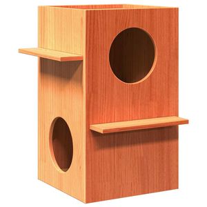 vidaXL Ceară pentru Casă pisici maro 43x43x60 cm Lemn masiv de pin
