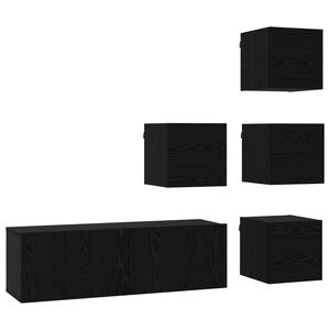vidaXL Set comodă TV 5 pcs 100 x 30 x 30 cm Stejar Negru