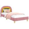 vidaXL Cadru de pat pentru copii cu spătar Roz 90 x 200 cm Catifea