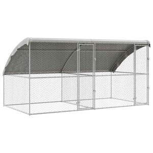 vidaXL Cușcă pentru c&acirc;ini 2 pcs Argintiu 4 x 2 x 2 m Oțel galvanizat