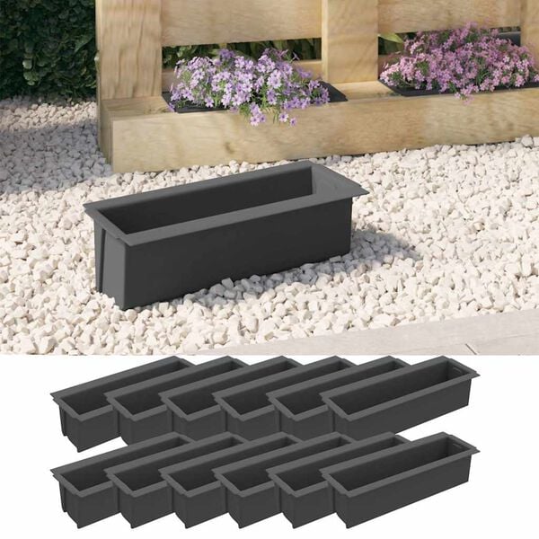 vidaXL Cutii de flori pentru europaleți 12 buc. gri 36x13,5x9,5 cm PP