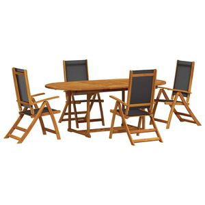 vidaXL Set mobilier de grădină, 5 piese, lemn masiv acacia/textilenă