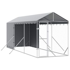 vidaXL Padoc de exterior cu acoperiș argintiu 2x6x2,5m oțel galvanizat