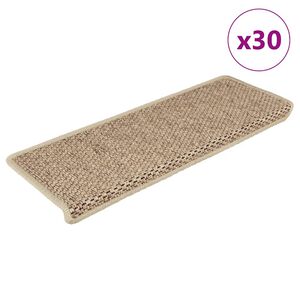 vidaXL Covorașe scări autoadezive 30buc nisipiu 65x21x4cm aspect sisal