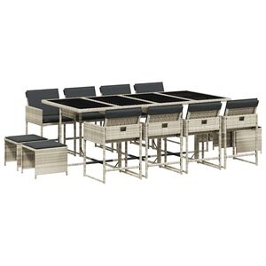 vidaXL Set mobilier de grădină cu perne 13 piese gri deschis poliratan
