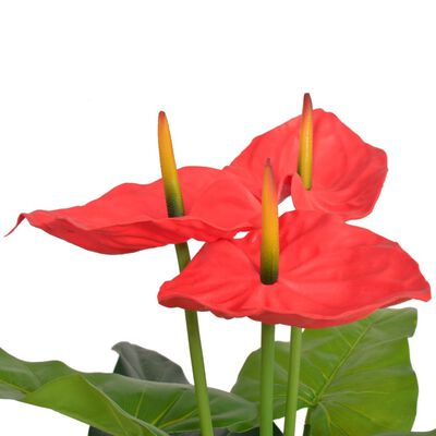 vidaXL Plantă artificială Anthurium cu ghiveci, 90 cm, roșu și galben