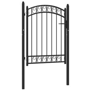vidaXL Poartă de gard EMMEN cu blat arcuit din oțel, 100x98,5 cm, negru