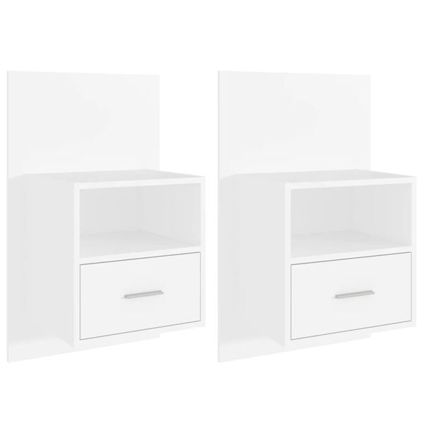 vidaXL Noptiere de perete, 2 buc., alb