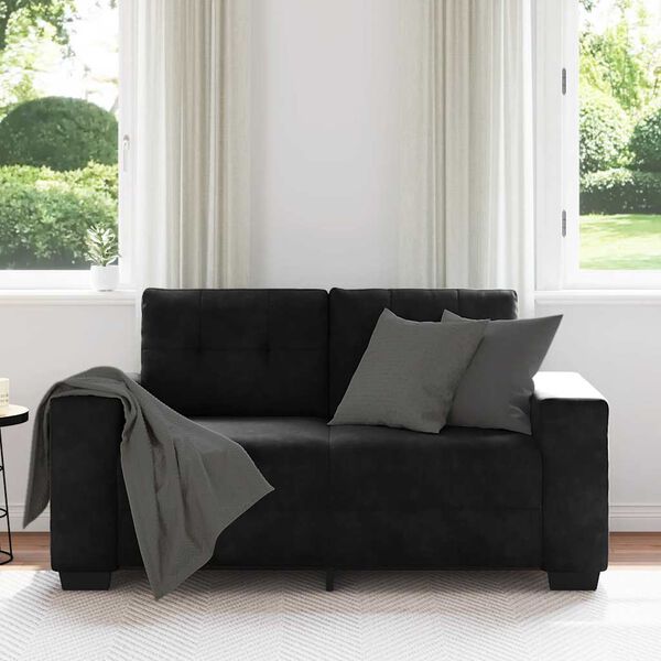 vidaXL Canapea loveseat neagră 120 cm catifea