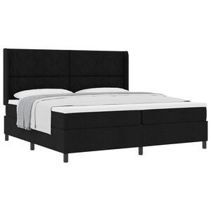 vidaXL Pat cu arcuri cu pernă cu headboard Negru 200 x 200 cm țesătură