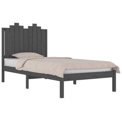 vidaXL Cadru de pat, gri, 90x200 cm, lemn masiv de pin