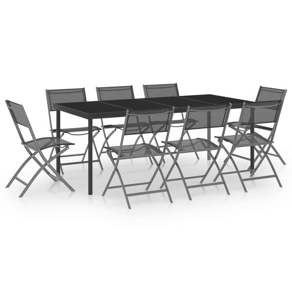 vidaXL Set mobilier de exterior, 9 piese, oțel