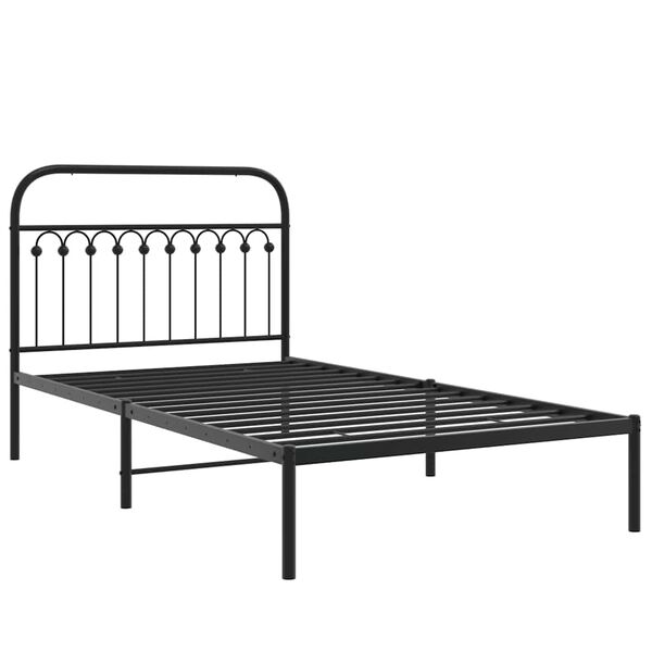 vidaXL Cadru de pat din metal cu tăblie, negru, 107x203 cm