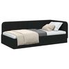 vidaXL Cadru de pat colțar cu headboard Negru 90 x 190 cm țesătură
