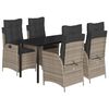 vidaXL Set mobilier de grădină cu perne, 5 piese, gri, poliratan
