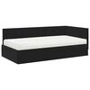 vidaXL Cadru de pat colțar cu saltea cu headboard 2 pcs Negru Catifea