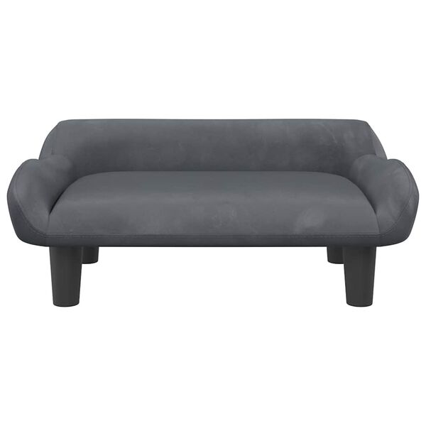 vidaXL Pat de câini, gri închis, 70x40x24 cm, catifea