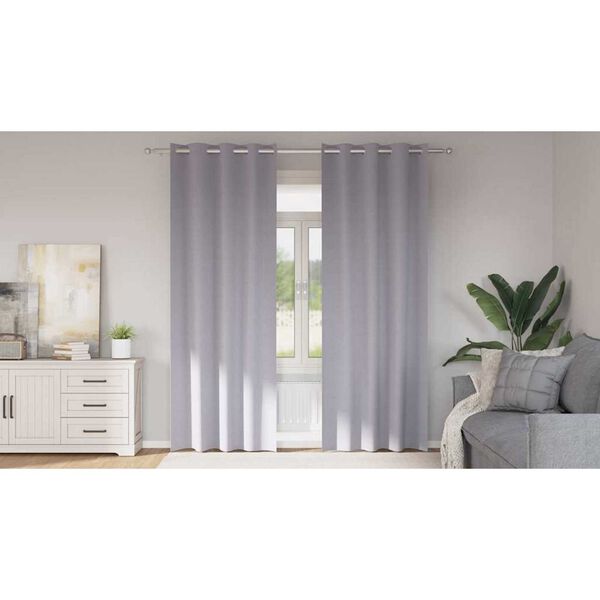 vidaXL Perdele Opaque cu Inel 2 pcs Gri Metalic 245 x 140 cm Poliester