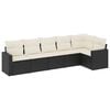 vidaXL Set mobilier de grădină cu perne, 6 piese, negru, poliratan