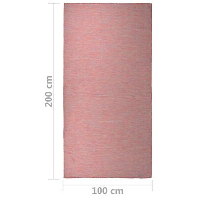 vidaXL Covor de exterior, roșu, 100x200 cm, țesătură plată