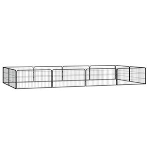 vidaXL Țarc c&acirc;ini 12 panouri negru 100x50 cm oțel vopsit electrostatic