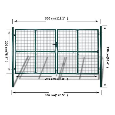 Gard de grădină plasă, poartă gard grilaj, 289x200 cm/306x250 cm