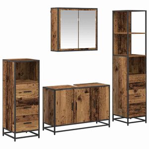 vidaXL Set de mobilier pentru baie 4 pcs Lemn Vechi Lemn compozit