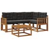 vidaXL Set de canapele de exterior cu pernă 5 pcs Natural și Negru
