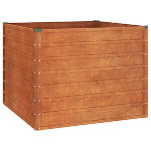 vidaXL Strat &icirc;nălțat de grădină, ruginiu, 100x100x77 cm, oțel corten