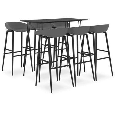 vidaXL Set mobilier de bar, 7 piese, negru și gri