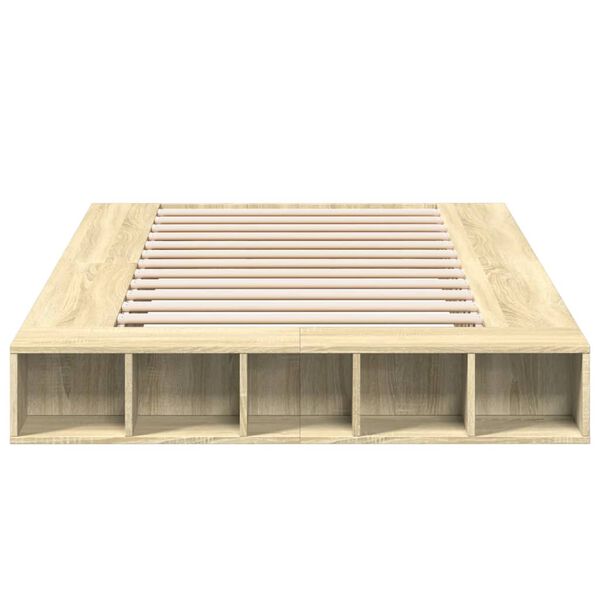 vidaXL Cadru de pat, stejar sonoma, 140x190 cm, lemn prelucrat