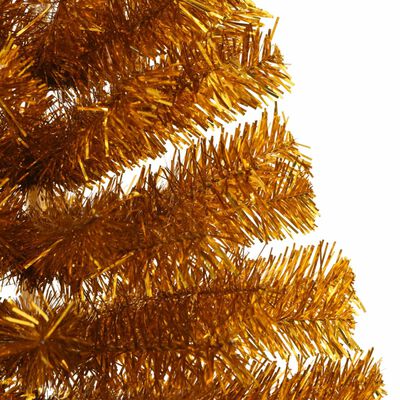 vidaXL Jumătate brad de Crăciun cu suport, auriu, 120 cm, PET